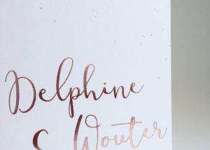 Huwelijksuitnodiging Delphine Wouter Rose Gold Foil letterpress