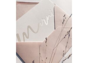 Geboortekaartje Marni - letterpress pearl parelmoer