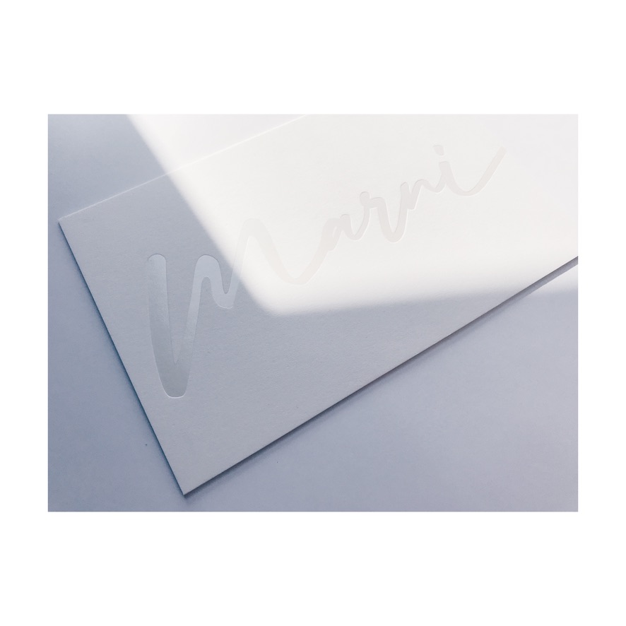 Geboortekaartje Marni - letterpress pearl parelmoer